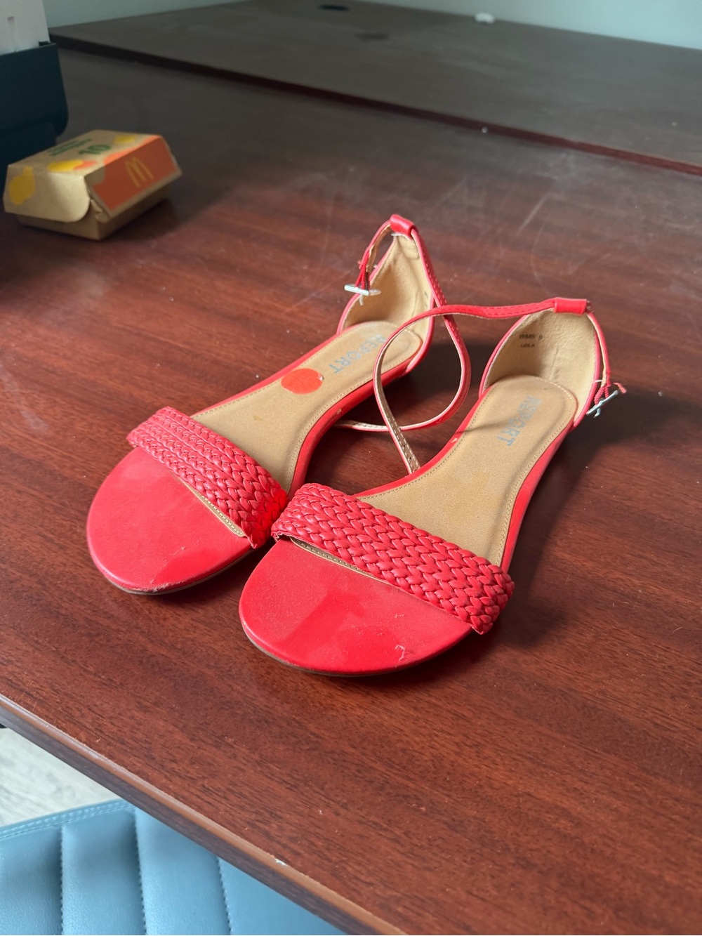 Women’s Red Braided Ankle-Strap Sandals